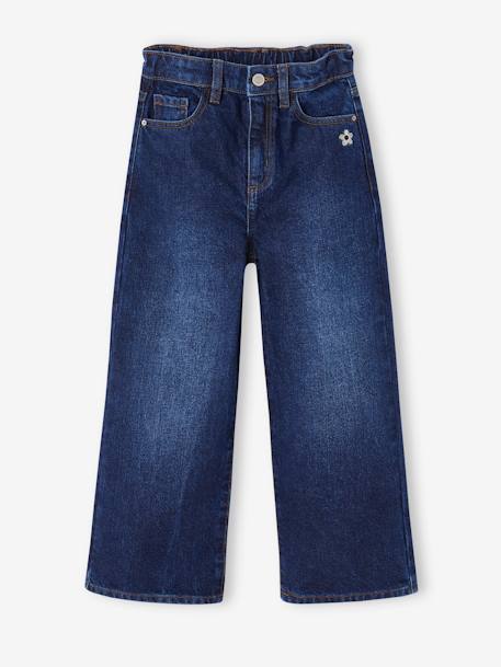 Wijde meisjesjeans blauw+denimgrijs+gebleekt denim+middenblauw+ongewassen denim+stone+zwart denim - vertbaudet enfant 