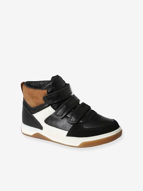 Hoge kindersneakers met klittenband ongewassen denim+zwart - vertbaudet enfant 