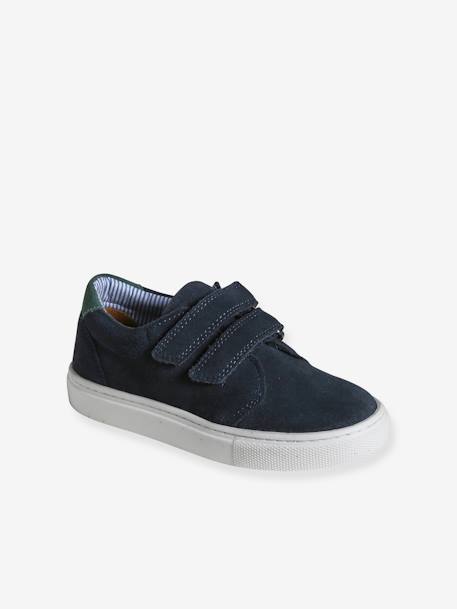 Leren derby's met klittenband voor jongens 6529+beige+marineblauw - vertbaudet enfant 