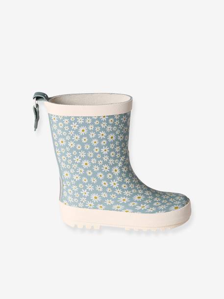 Rubberen regenlaarzen met print voor kinderen, kleutercollectie blauw, bedrukt+ecru+veel roze - vertbaudet enfant 