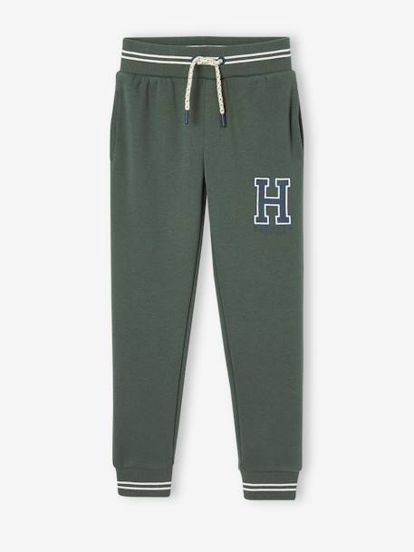Sport joggingbroek van molton jongens korstmos+marineblauw - vertbaudet enfant 