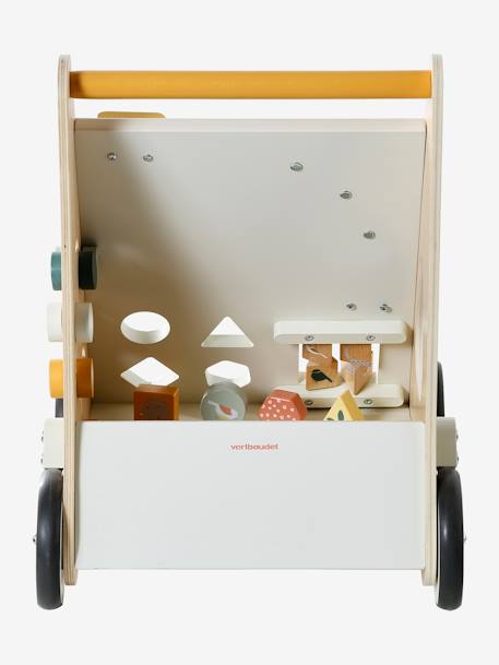 Loopwagen met houten remmen hout+rozen - vertbaudet enfant 