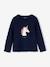 Shirt met konijnmotief en sierstrik voor meisjes marineblauw - vertbaudet enfant 