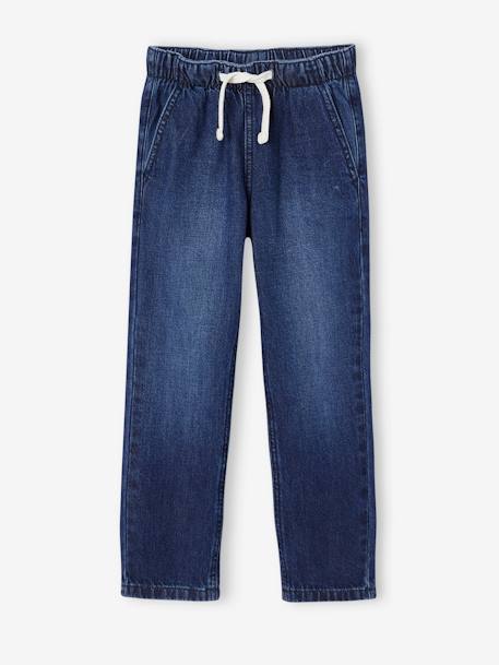 Wijde jongensbroek, eenvoudig aan te trekken gebleekt denim+grijs+ongewassen denim+stone - vertbaudet enfant 
