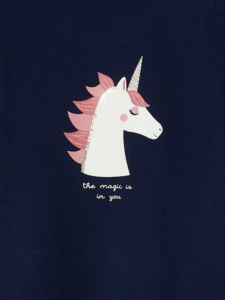 Shirt met konijnmotief en sierstrik voor meisjes marineblauw - vertbaudet enfant 