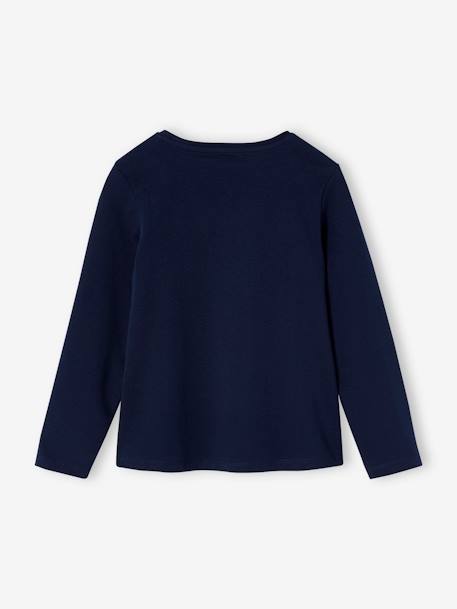 Shirt met konijnmotief en sierstrik voor meisjes marineblauw - vertbaudet enfant 