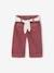 Wijde broek met kleur babymeisje met riem om te strikken beige+donkerpaars+karamel - vertbaudet enfant 