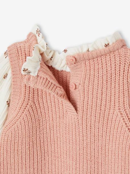 2-in-1 trui baby ecru+hemelsblauw+roze (poederkleur) - vertbaudet enfant 