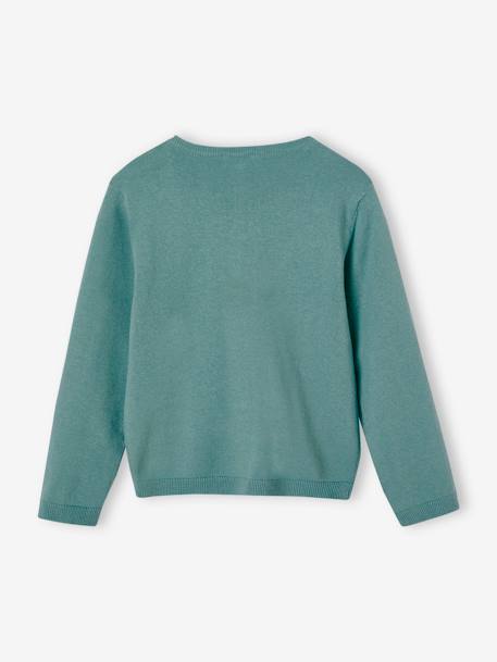 Meisjesvest Basics van fijn breisel antraciet+gemêleerd beige+grijsblauw+marineblauw+pruim+rozenhout+smaragdgroen+vanille - vertbaudet enfant 