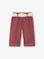 Wijde broek met kleur babymeisje met riem om te strikken beige+donkerpaars+karamel - vertbaudet enfant 