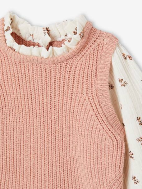 2-in-1 trui baby ecru+hemelsblauw+roze (poederkleur) - vertbaudet enfant 