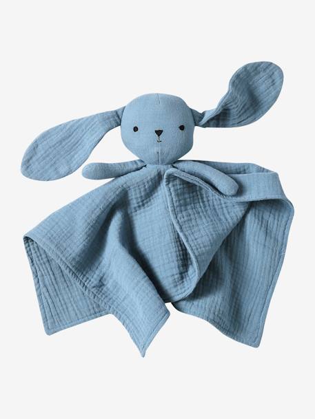Knuffel van katoengaas met koffertje blauw+okergeel - vertbaudet enfant 