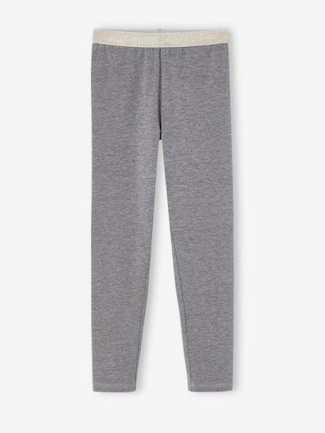 Meisjes legging met iriserende riem gemêleerd grijs+MARINE GRIJS+oudroze+ZWART - vertbaudet enfant 