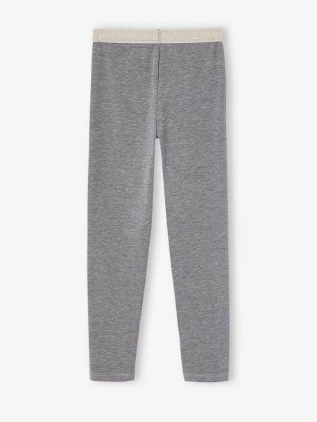 Meisjes legging met iriserende riem gemêleerd grijs+MARINE GRIJS+oudroze+ZWART - vertbaudet enfant 
