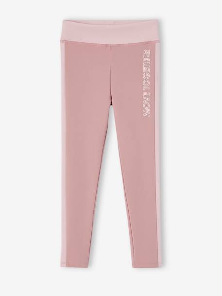 Sportlegging meisjes met zijstroken gemêleerd grijs+marineblauw+MARINEBLAUW+roze (poederkleur) - vertbaudet enfant 