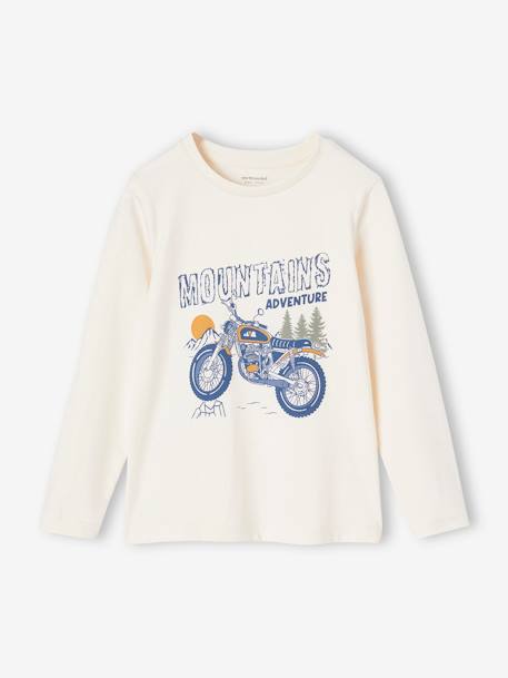 Jongens-T-shirt met ludiek patroon ecru+gemêleerd grijs+leigrijs - vertbaudet enfant 