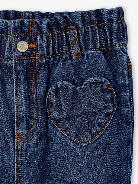 Paperbag jeans meisjes zakken hartjes denimgrijs+middenblauw+ongewassen denim - vertbaudet enfant 