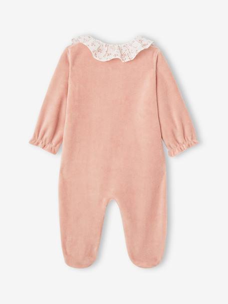 Aanpasbaar fluwelen slaappakje voor baby met kraag roze (poederkleur)+saliegroen - vertbaudet enfant 