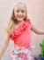 Asymmetrisch geruit T-shirt voor meisjes ecru+koraal+saliegroen - vertbaudet enfant 