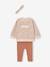 Personaliseerbare sweater + legging + haarband babymeisje antraciet+beige (poederkleur)+marineblauw - vertbaudet enfant 
