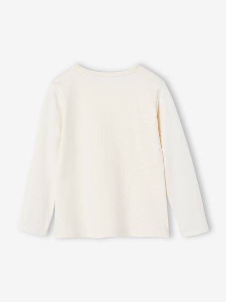 T-shirt Basics met hartjes en pailletten en lange mouwen ecru+roze (poederkleur) - vertbaudet enfant 