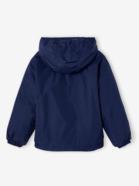 Windjack met capuchon en sherpavoering voor jongens kaki+karamel+marineblauw+olijf - vertbaudet enfant 