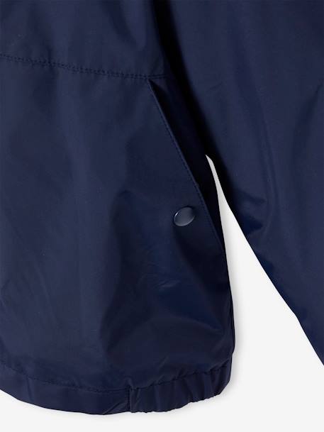 Windjack met capuchon en sherpavoering voor jongens kaki+karamel+marineblauw+olijf - vertbaudet enfant 