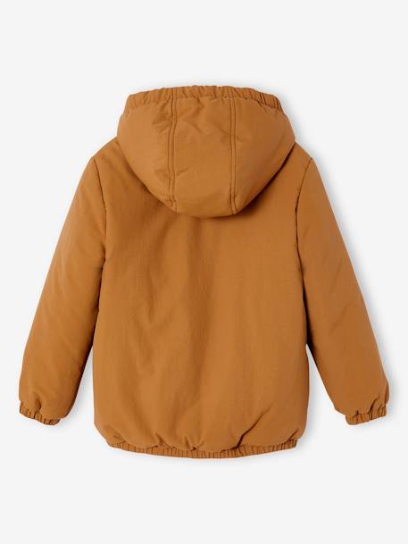 Ripstop parka met imitatiebontvoering voor jongens brons+marineblauw - vertbaudet enfant 