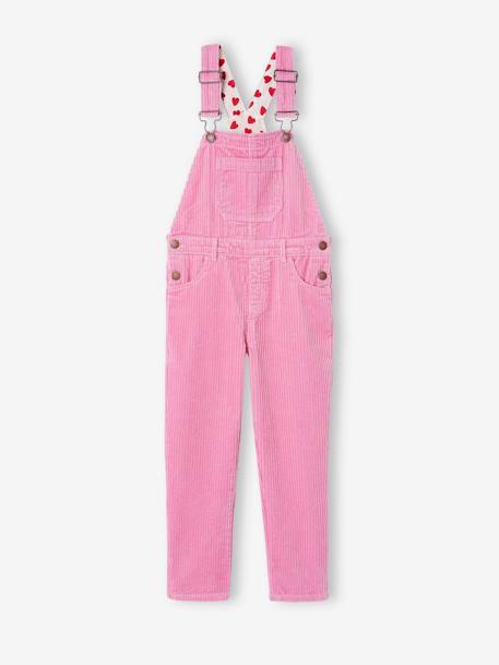 Salopette voor meisjes van ribfluweel dennen+oudroze - vertbaudet enfant 