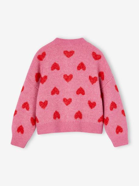 Jacquard vest met hartjes meisjes goudbeige+lila+oudroze - vertbaudet enfant 