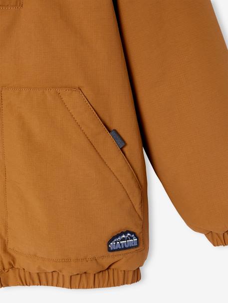 Ripstop parka met imitatiebontvoering voor jongens brons+marineblauw - vertbaudet enfant 