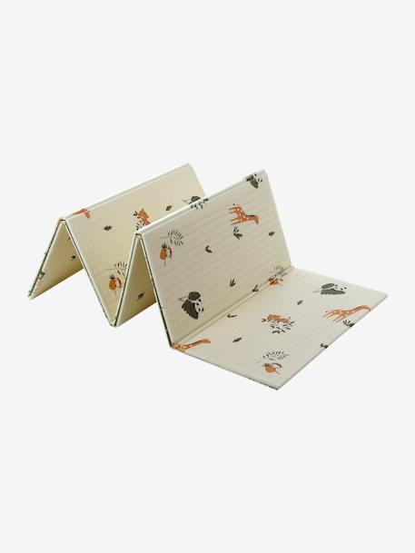 Waterdichte mat voor motoriek beige+ecru+groen+rozen - vertbaudet enfant 
