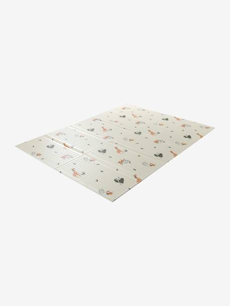 Waterdichte mat voor motoriek beige+ecru+groen+rozen - vertbaudet enfant 