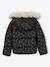 Donsjack met capuchon voor meisjes met fleece voering antraciet+goud+roze (poederkleur) - vertbaudet enfant 