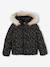 Donsjack met capuchon voor meisjes met fleece voering antraciet+goud+roze (poederkleur) - vertbaudet enfant 