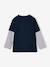 Jongensshirt met dubbele mouwen blauw+gemêleerd wit+kaki+marineblauw+nachtblauw - vertbaudet enfant 