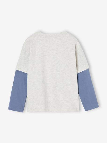 Jongensshirt met dubbele mouwen blauw+gemêleerd wit+kaki+marineblauw+nachtblauw - vertbaudet enfant 