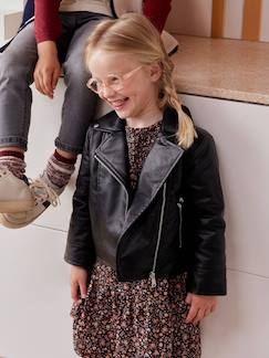 -Leren meisjesjack