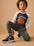 Sport joggingbroek van molton jongens korstmos+marineblauw - vertbaudet enfant 