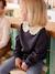 Sweater met sierlijke kraag van macramé meisjes antraciet - vertbaudet enfant 