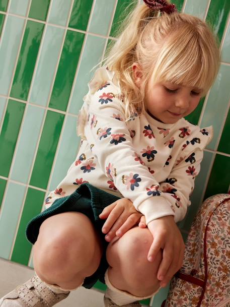 Short-rokje van ribfluweel met wikkeleffect Engels groen - vertbaudet enfant 