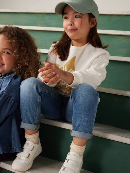Basic meisjessweater met motief antraciet+donkerpaars+inktblauw+koraal+pioenroos+salie+vanille - vertbaudet enfant 
