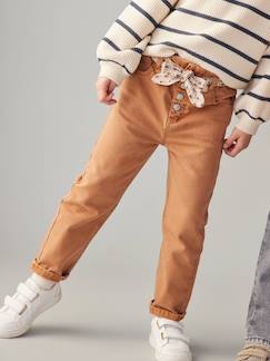 -Paperbag broek voor meisjes met sjaal-riem met bloemen