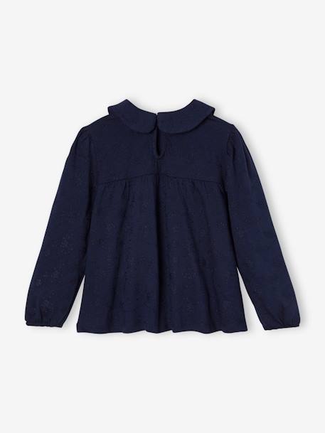 T-shirt van Engels borduursel meisjes marineblauw+olijf - vertbaudet enfant 