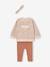 Personaliseerbare sweater + legging + haarband babymeisje antraciet+beige (poederkleur)+marineblauw - vertbaudet enfant 