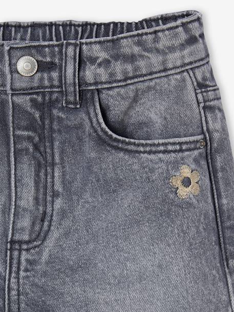 Wijde meisjesjeans blauw+denimgrijs+gebleekt denim+middenblauw+ongewassen denim+stone+zwart denim - vertbaudet enfant 