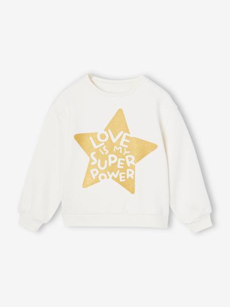 Basic meisjessweater met motief antraciet+donkerpaars+inktblauw+koraal+pioenroos+salie+vanille - vertbaudet enfant 