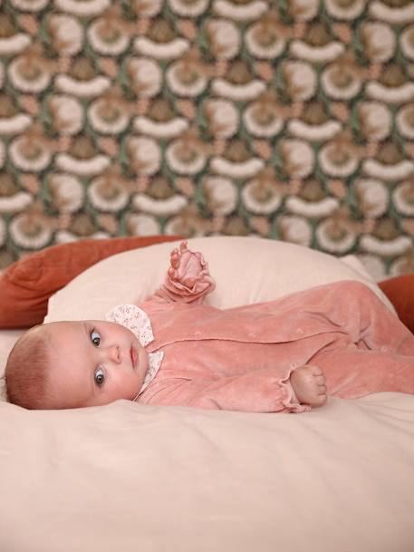 Aanpasbaar fluwelen slaappakje voor baby met kraag roze (poederkleur)+saliegroen - vertbaudet enfant 