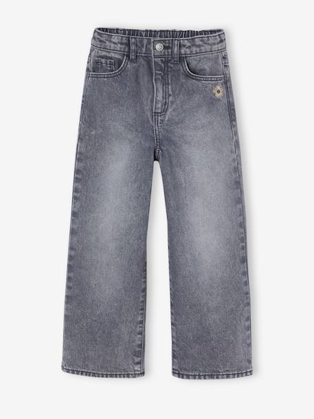Wijde meisjesjeans blauw+denimgrijs+gebleekt denim+middenblauw+ongewassen denim+stone+zwart denim - vertbaudet enfant 