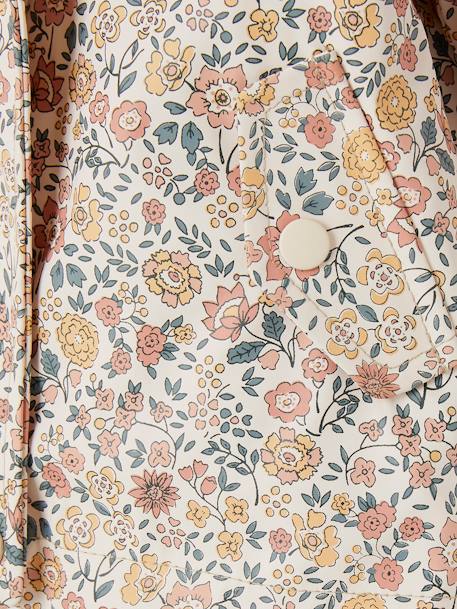 Regenjas met capuchon voor babymeisjes met bloemenprint en voering nachtblauw+roze, bedrukt - vertbaudet enfant 